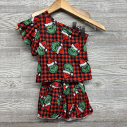 One Shoulder Shirt & Bell Bottom Pants Plaid Grinch 12-18M