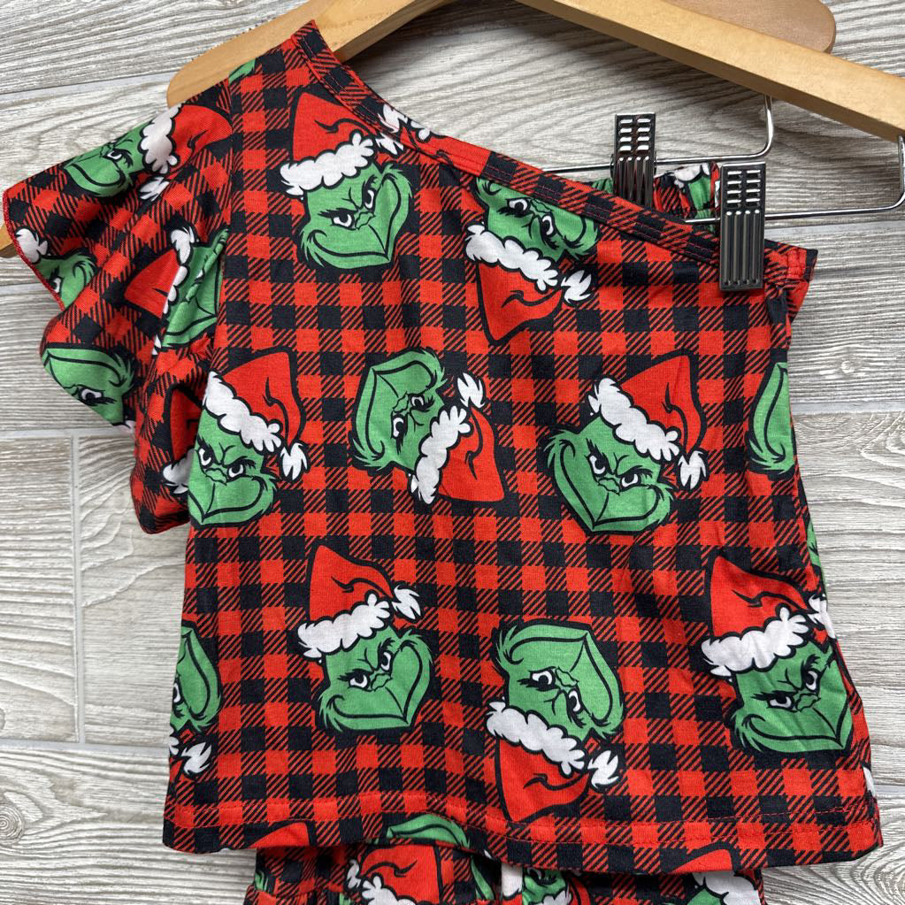 One Shoulder Shirt & Bell Bottom Pants Plaid Grinch 12-18M