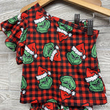 One Shoulder Shirt & Bell Bottom Pants Plaid Grinch 12-18M