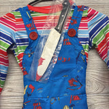 Chucky Costume Overalls, Striped Shirt & Knife 5-6