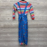 Chucky Costume Overalls, Striped Shirt & Knife 5-6