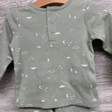 LS Ribbed Henley Shirt & Pants Clouds Moons Stars 12M