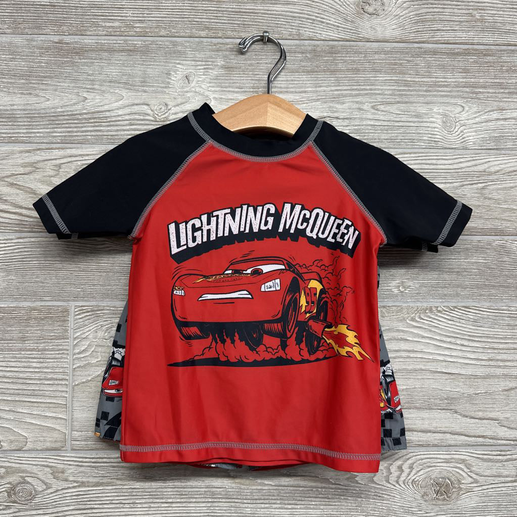 LS Rash Guard & Swim Trunks Lightning McQueen Checker 2T