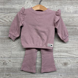 LS Waffle Knit Shirt Ruffles & Flare Pants