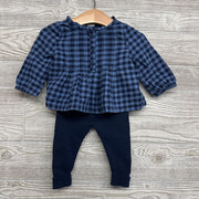NEW LS Plaid Pleated Shirt & Sweater Leggings 3-6M