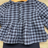 NEW LS Plaid Pleated Shirt & Sweater Leggings 3-6M