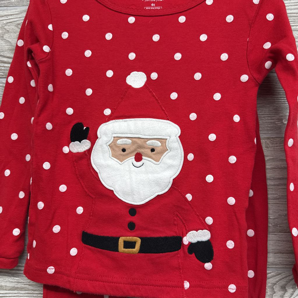 2 Pc LS PJs Dots Santa 4T
