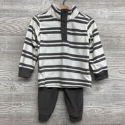 Fleece Henley Pullover Stripes & Joggers 2T
