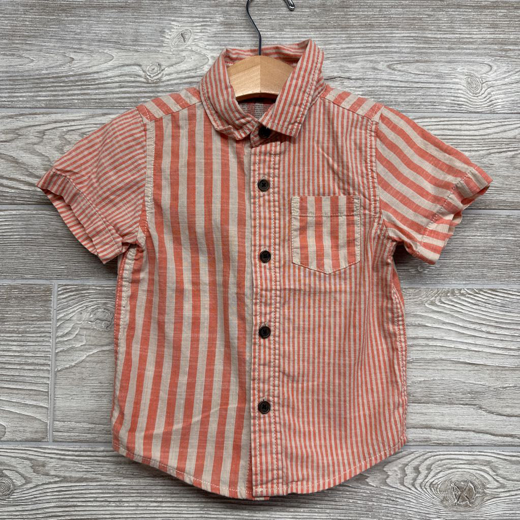 Button Up SS Shirt Stripes 2t