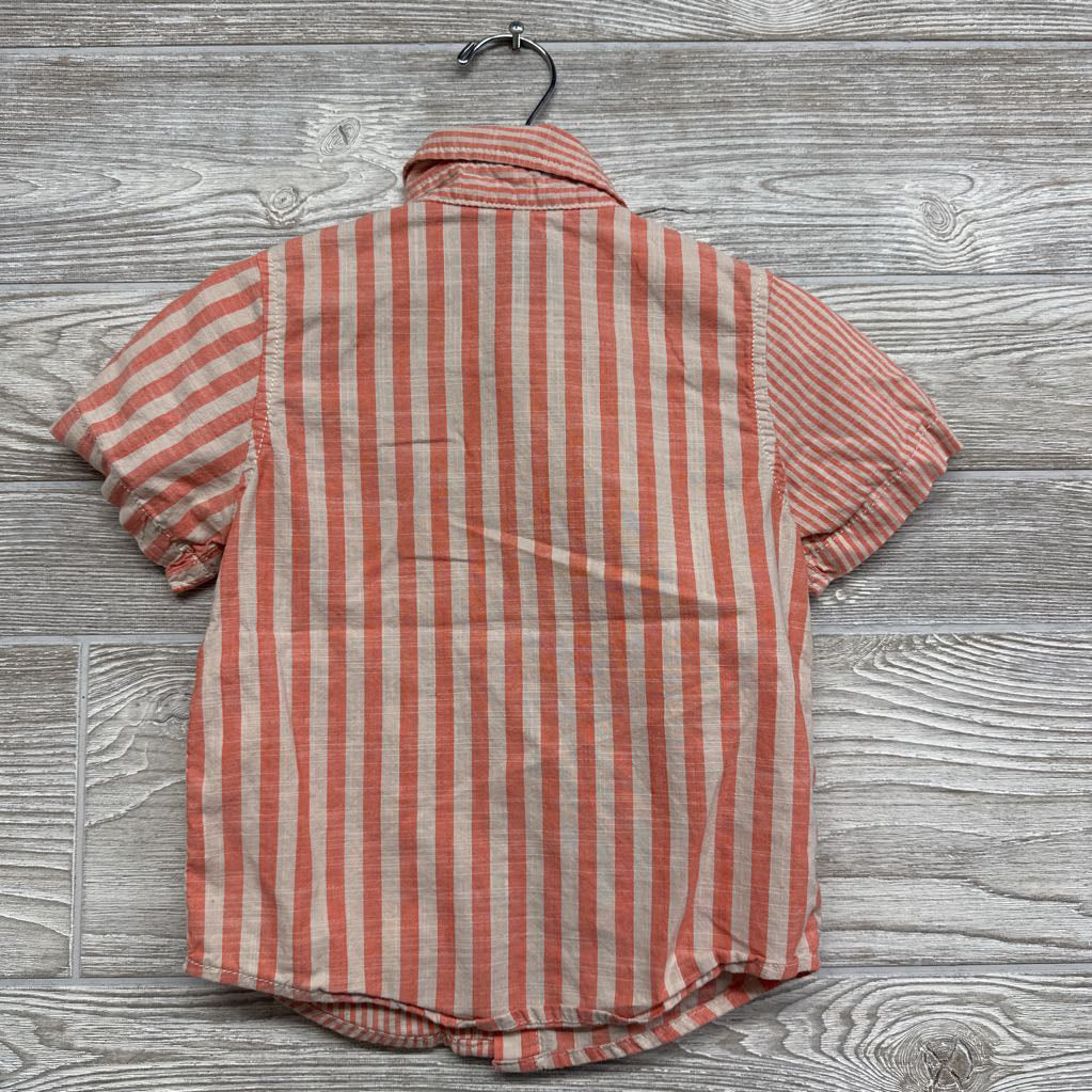 Button Up SS Shirt Stripes 2t