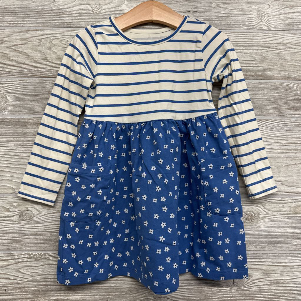 Fit & Flare Pocket Dress Stripes & Flowers 3t