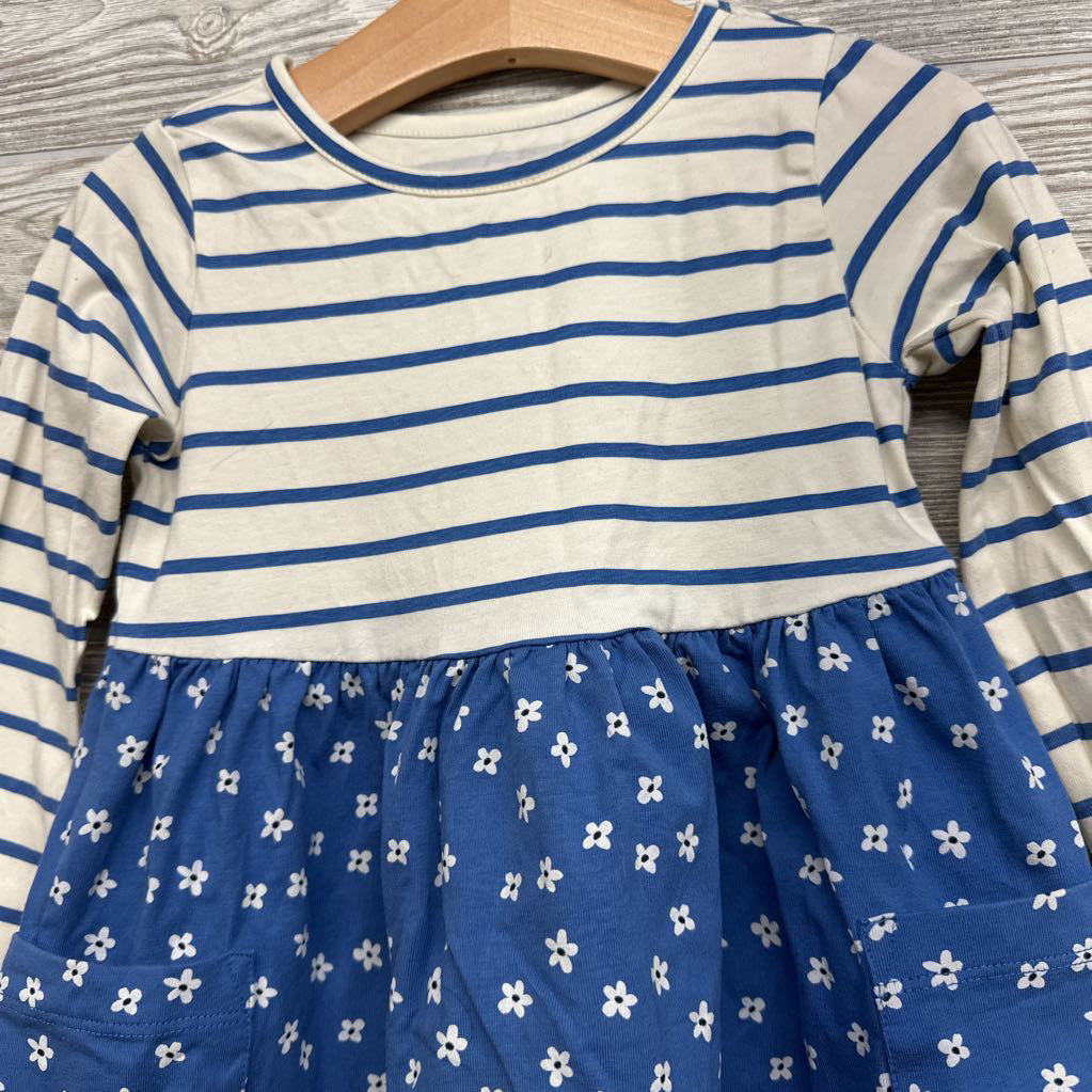 Fit & Flare Pocket Dress Stripes & Flowers 3t