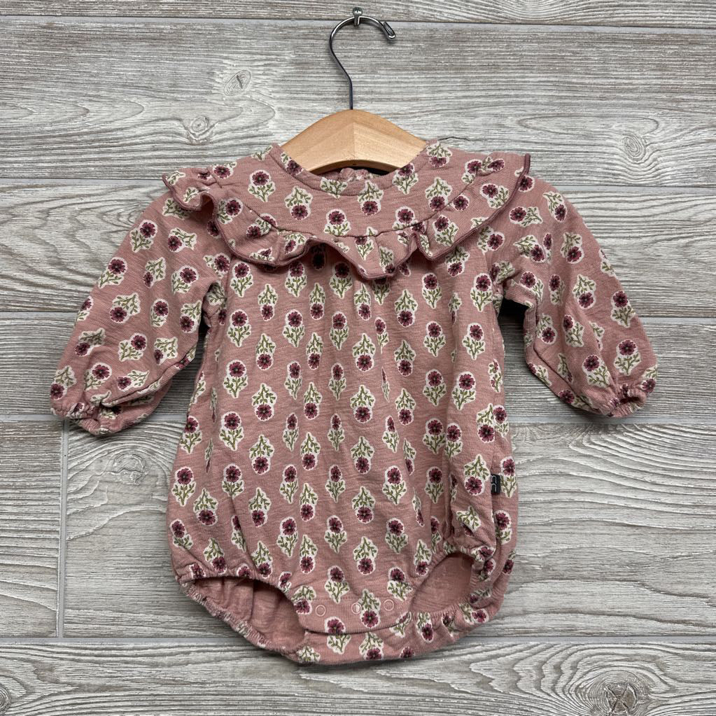 LS Bodysuit Scallop Neck Flowers 3-6M