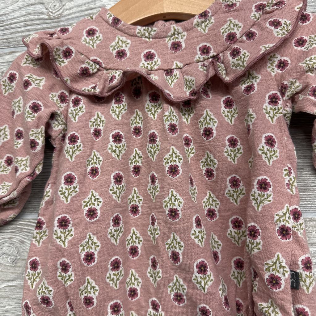 LS Bodysuit Scallop Neck Flowers 3-6M