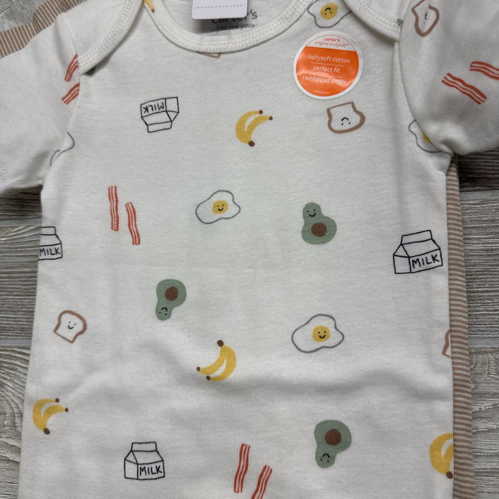 NEW 3 Pk Bodysuit Eggs, Avacado & Bananas 18M
