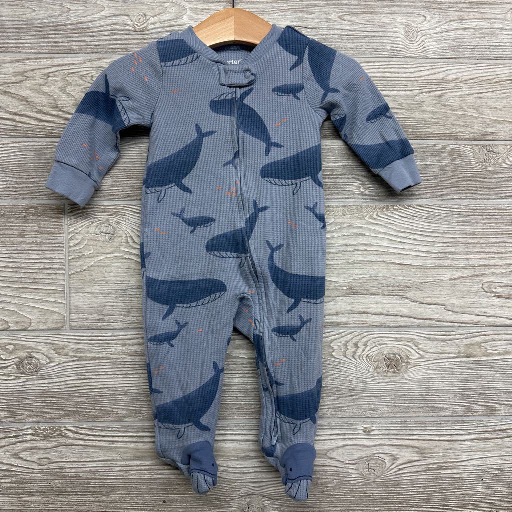 Waffle Knit Sleeper Whales 6M