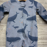 Waffle Knit Sleeper Whales 6M