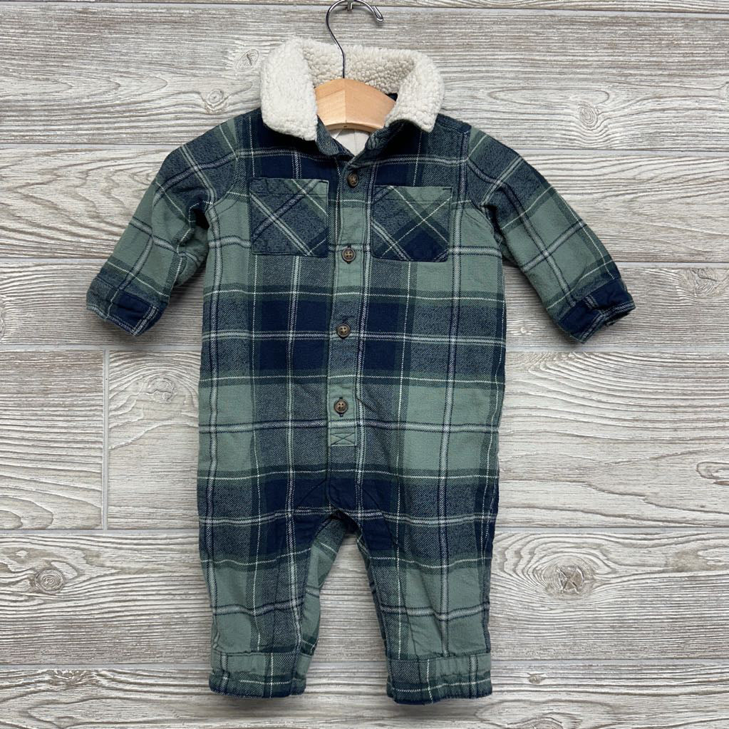 Fleece Plaid Outfit Sherpa Collar 6M