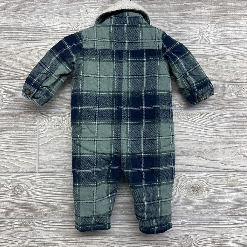 Fleece Plaid Outfit Sherpa Collar 6M