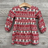Waffle Knit LS Dress Nordic Print 12-18M