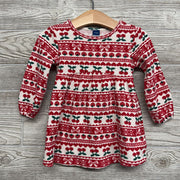Waffle Knit LS Dress Nordic Print 12-18M