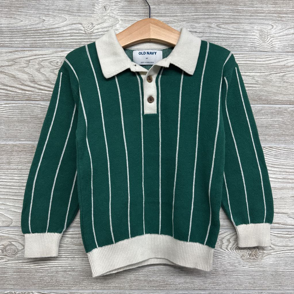 Henley Collared Sweater Stripes 4t