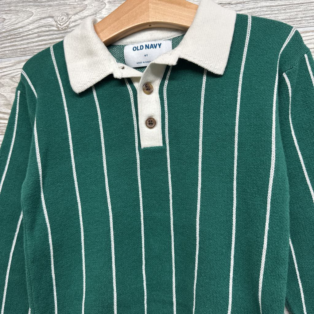 Henley Collared Sweater Stripes 4t
