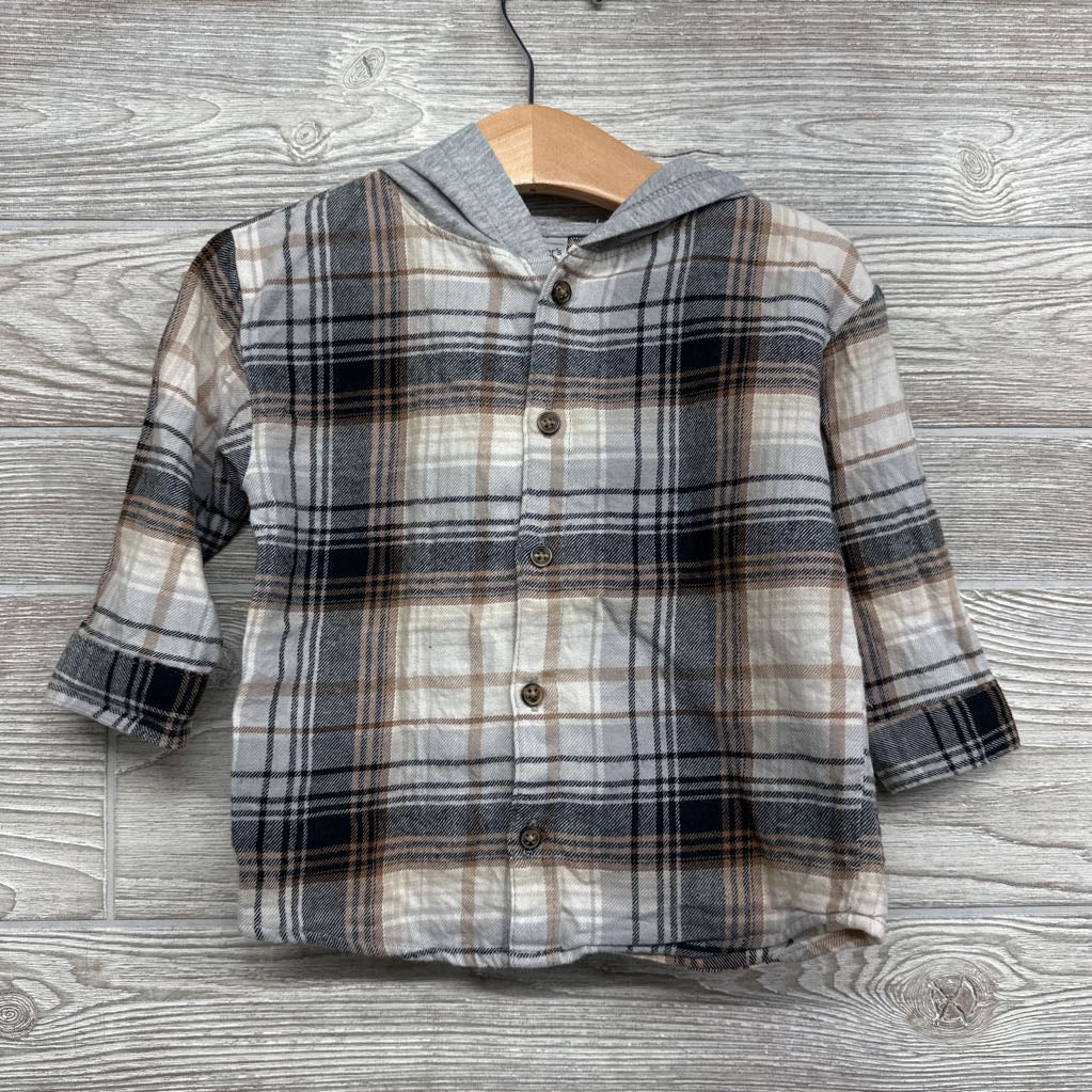 Plaid Button Up Shirt W/ Hood 18M