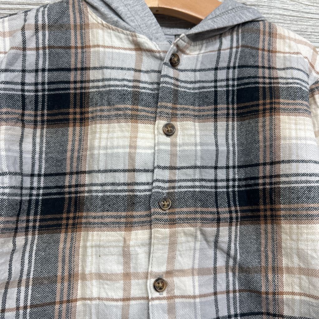 Plaid Button Up Shirt W/ Hood 18M