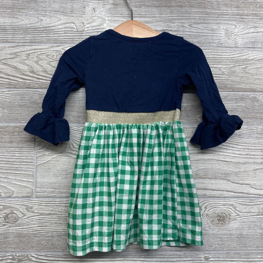LS Dress Gingham Tractor & Skirt 2t