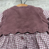 Sweater Gingham LS Dress & Bloomers 3M