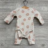 Ribbed LS Bodysuit & Pants Flowers 0-3M