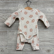Ribbed LS Bodysuit & Pants Flowers 0-3M