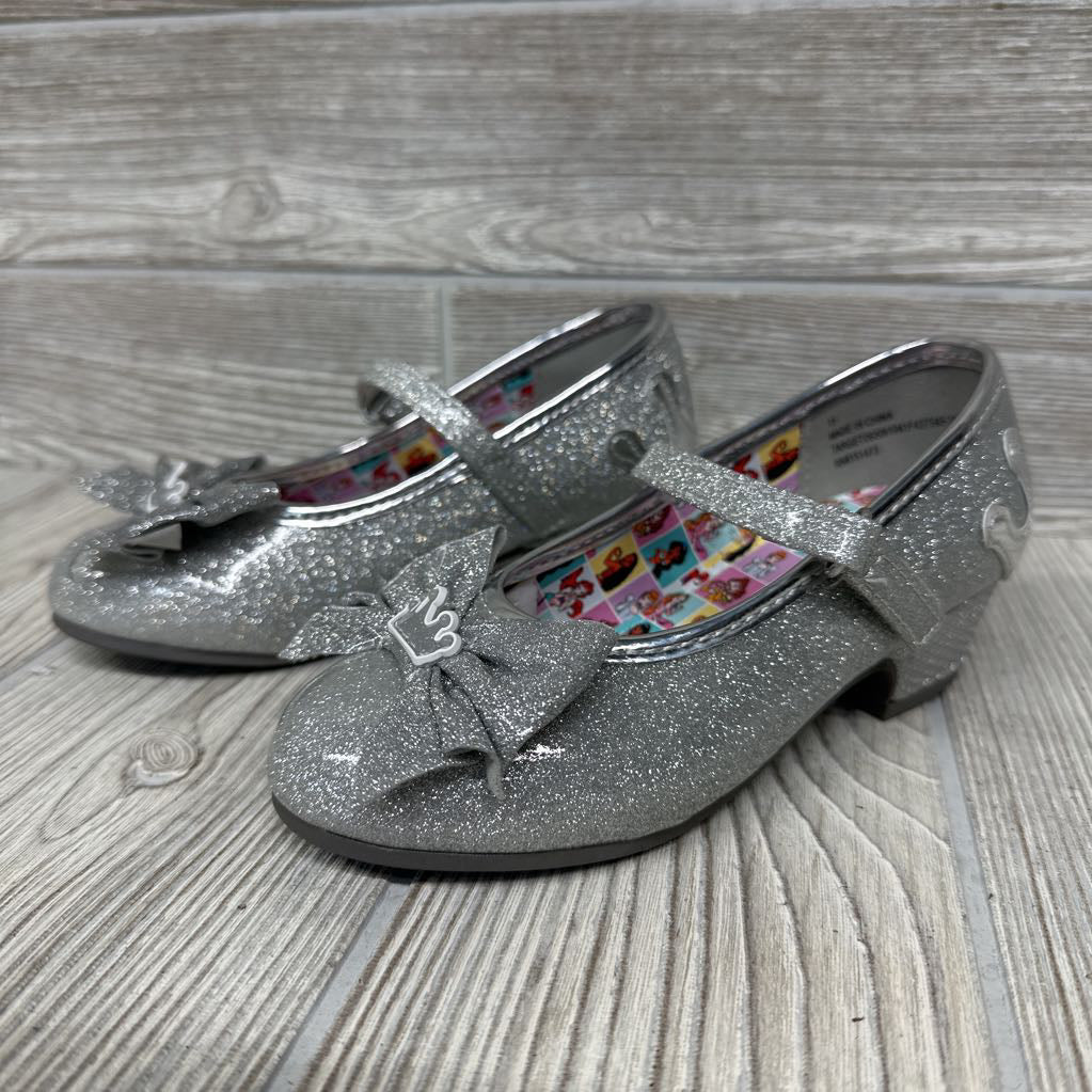 NEW Mary Jane Heels Crown Back Glitter Bow 11c