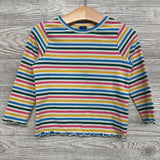 Ribbed Lettuce Trim Shirt Striped 2t