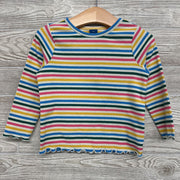 Ribbed Lettuce Trim Shirt Striped 2t