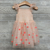 Smocked Gingham Tank Dress Embroidered Flowers 2t