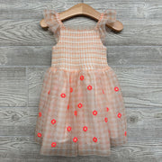 Smocked Gingham Tank Dress Embroidered Flowers 2t