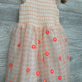 Smocked Gingham Tank Dress Embroidered Flowers 2t