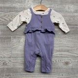 Textured Overalls Ruffle & LS Shirt Hot Air Balloons 3M