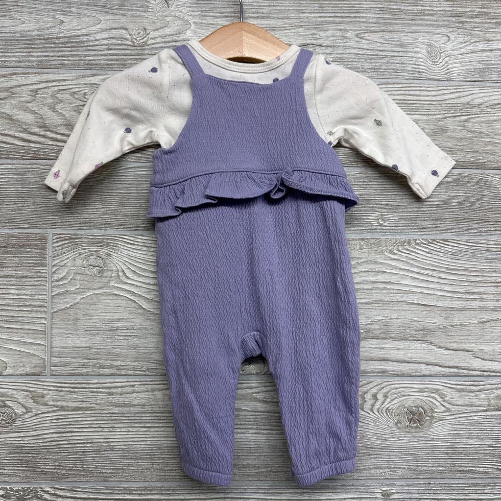 Textured Overalls Ruffle & LS Shirt Hot Air Balloons 3M