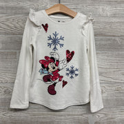 NEW Hacci Shirt Ruffle Shoulder Glitter Minnie Mouse & Sequins Hearts 6