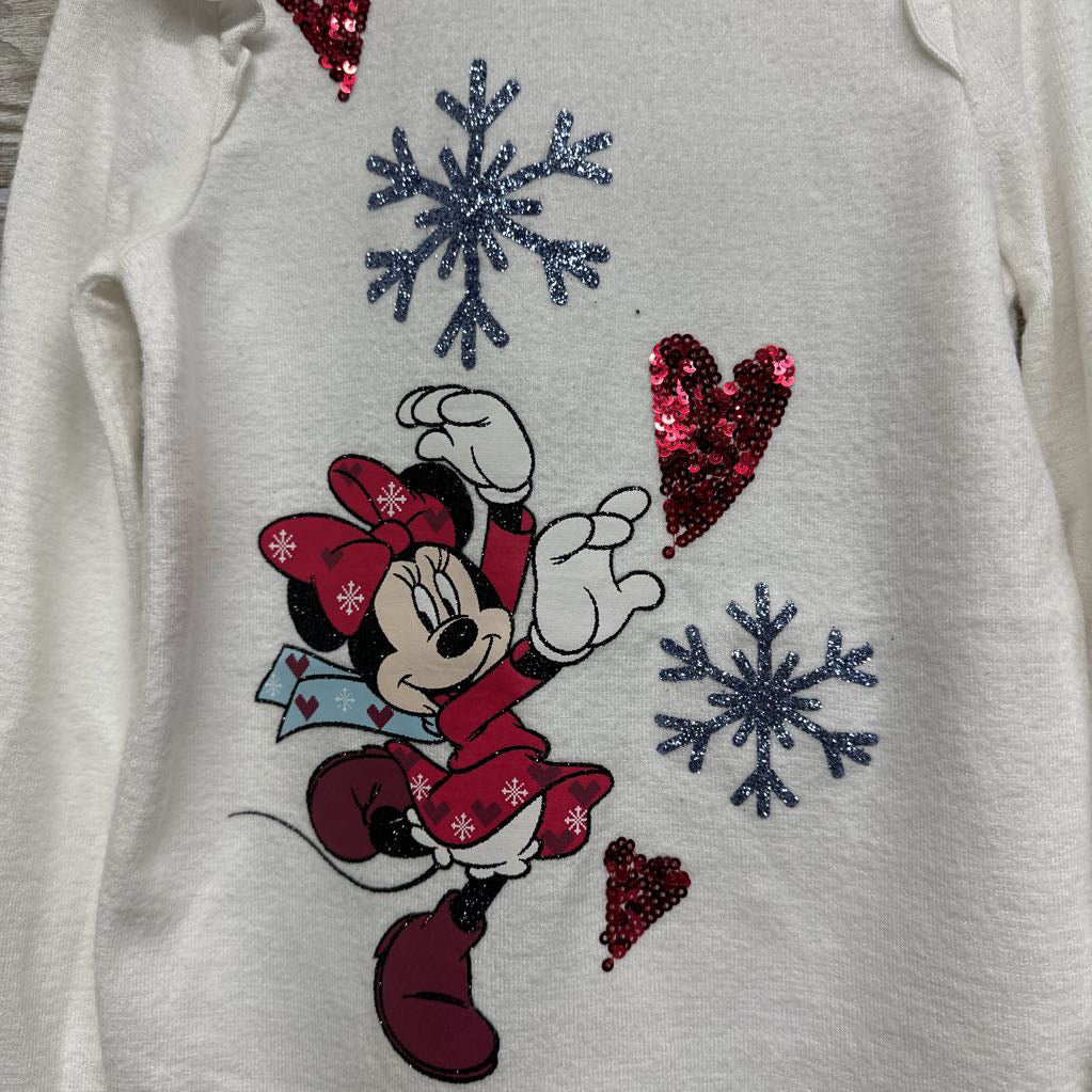 NEW Hacci Shirt Ruffle Shoulder Glitter Minnie Mouse & Sequins Hearts 6
