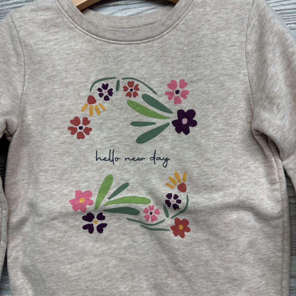 Crewneck Hello New Day Flowers 5t
