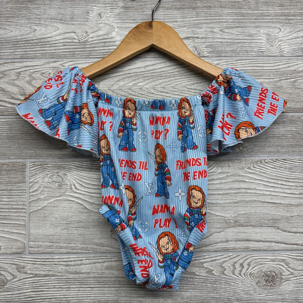 Handmade Off Shoulder Romper Chucky & LV 6-12M