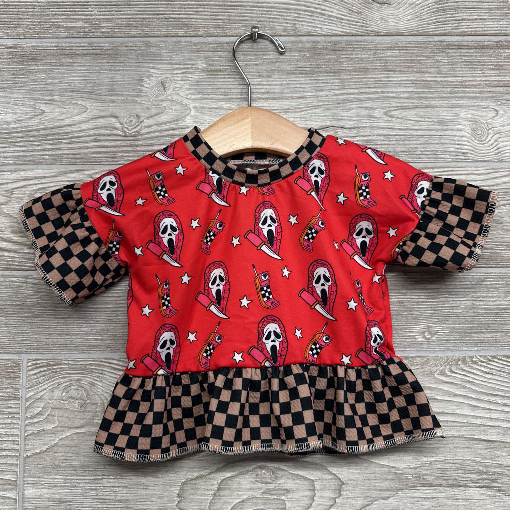 Handmade Peplum Shirt Scream 6-12M