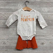 LS Bodysuit Hey Pumpkin & Ribbed Flare Pants 6-9M