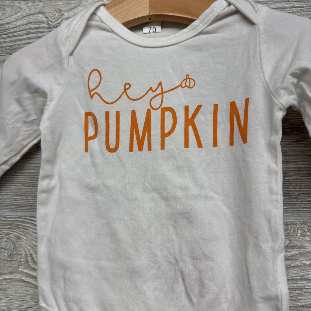 LS Bodysuit Hey Pumpkin & Ribbed Flare Pants 6-9M