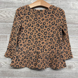 Ribbed Peplum Animal Print Shirt 3t