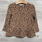 Ribbed Peplum Animal Print Shirt 3t